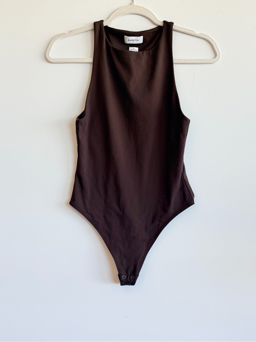 Aritzia Babaton Contour 90s High Neck Bodysuit Size S Rich Mocha Brown